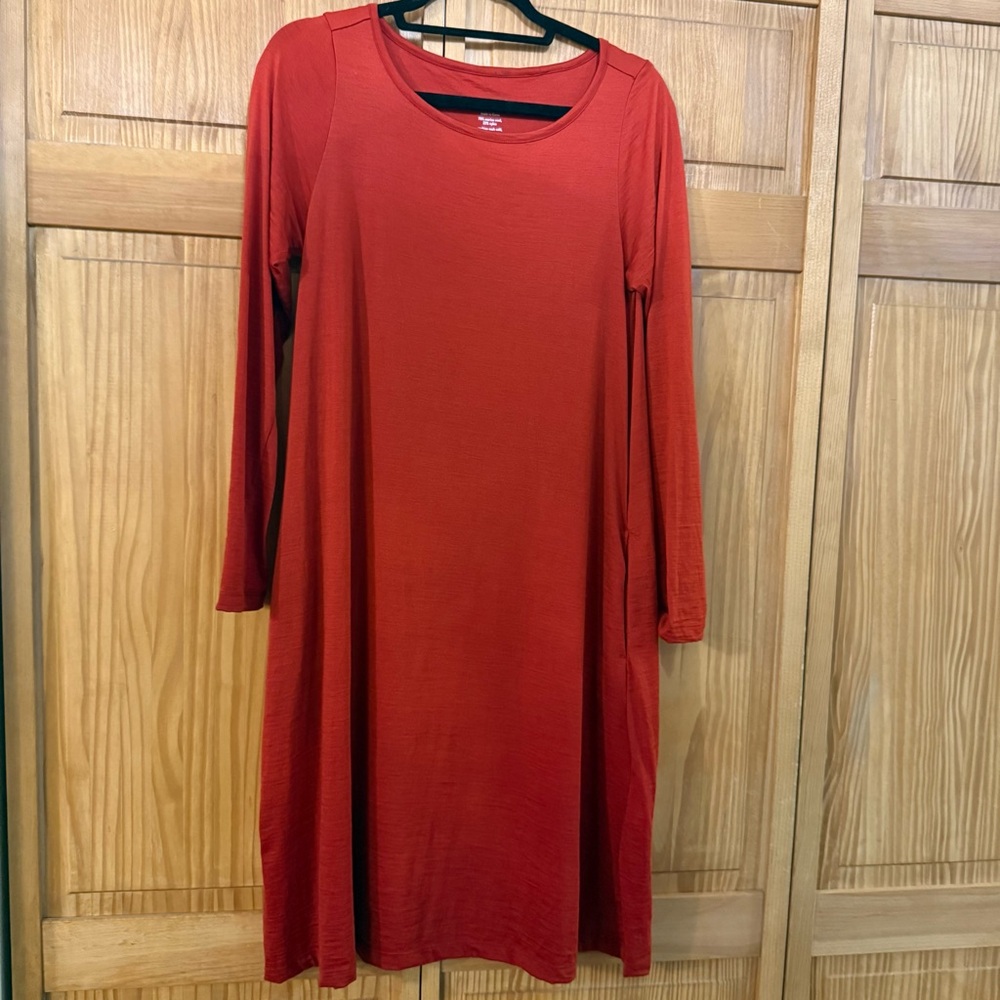 LAST CHANCE CLOSET CLOSING Wool& Rowena Swing Dress Merino Wool Blend Red Long